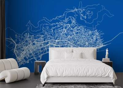 Outline city concept. Wire-frame style Wall mural