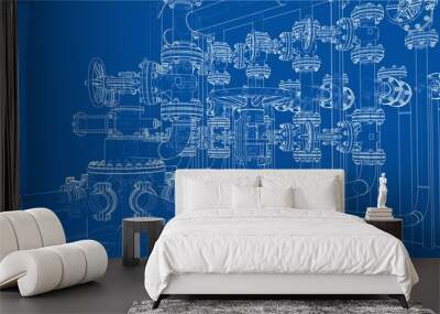 Sketch of industrial equipment. Vector Wall mural