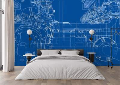 Sketch of industrial equipment. Vector Wall mural