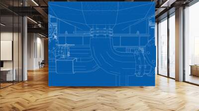 Sketch of industrial equipment. Vector Wall mural