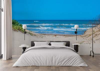 A beautiful soft and fine sandy beach along the gulf coast of South Padre Island, Texas Wall mural