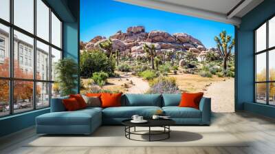 Balancing desert rocks in Joshua National Park, California Wall mural