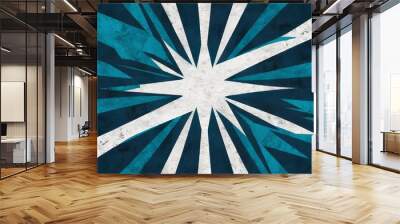 abstract digital artwork featuring a vibrant blue-white color gradient. The rough and grainy texture with a glowing light shining brightly in the center Wall mural