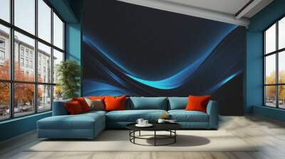 Glowing blue abstract shape on a dark grainy black-blue background. Noise texture creates a futuristic dynamic feel, ideal for a poster header, cover, or banner backdrop design Wall mural