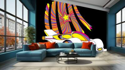 vector style race car with star decor colorful futuristic illust Wall mural