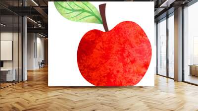 watercolor bright red apple illustration isolated on white Wall mural