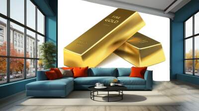 Two Gold bars on a white background. Banking business concept. Vector illustration Wall mural