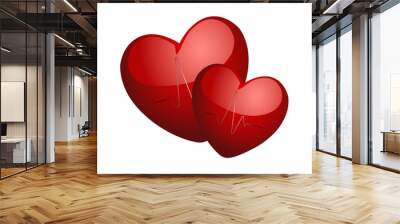 two hearts on a white background Wall mural