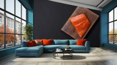 Fillet of raw red salmon fish with salt, spices and herbs Wall mural