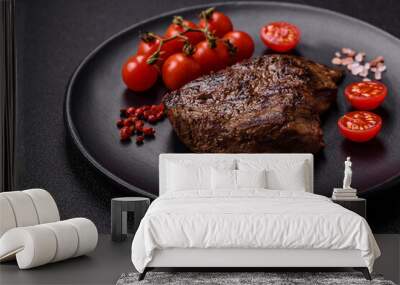 Juicy beef steak grilled with salt, spices and herbs Wall mural