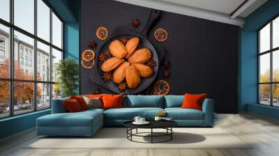 Traditional French madeleine biscuits with nutty flavor Wall mural