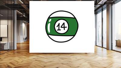 billiard ball 14 doodle icon, vector color line illustration Wall mural