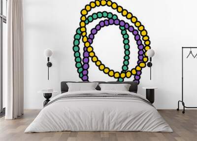 Mardi Gras beads doodle icon Wall mural