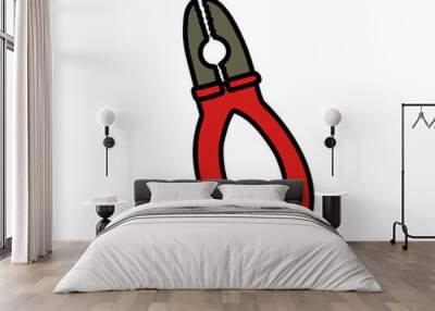 pliers doodle icon, vector color line illustration Wall mural