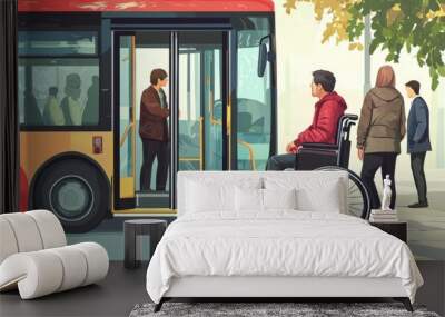 Inclusivity in public transportation: wheelchair accessibility on city bus Wall mural