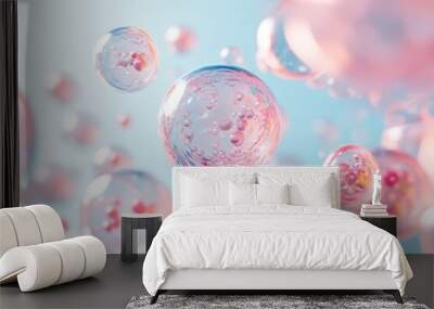 Minimalistic illustration of exosomes in a soft, dreamy design for scientific exploration Wall mural