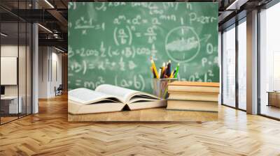 School books on desk Wall mural