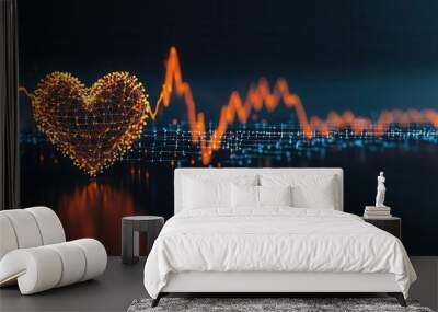 Digitalized heartbeat waveform in abstract form, abstract medical, advanced diagnosis tools Wall mural