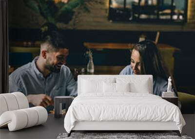 couple having breakfast at restaurant Wall mural