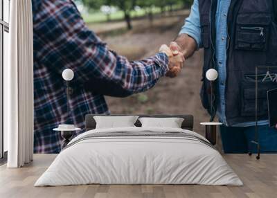 farmers handshake outdoor on field Wall mural