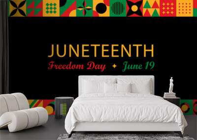 Juneteenth Independence Day Background. Black History Month. Freedom or Emancipation day. American holiday June 19. Horizontal website header banner vector illustration. Neo Geometric pattern concept Wall mural