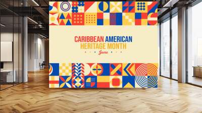 National Caribbean American Heritage Month Vector Illustration. June Awareness and Celebration. Neo Geometric pattern concept abstract graphic design. Social media post, website header, promotion art Wall mural