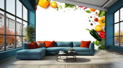 Colorful fresh vegetables on white background. Wholesome organic food concept Wall mural