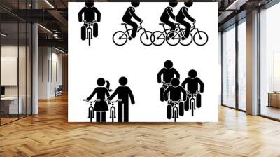 Stick figure bicycle race pictogram. Sport activity fitness icon Wall mural