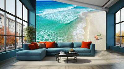 beach chairs and umbrella Wall mural