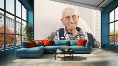 elderly man smiling Wall mural