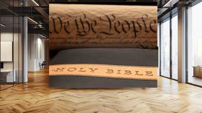 Crucifix on Bible with Constitution Wall mural