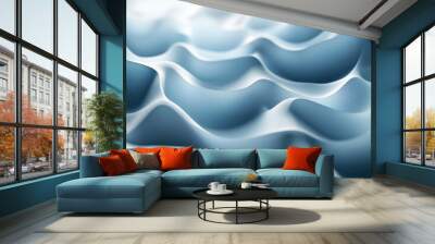 Abstract Blue and White Wavy Surface Wall mural