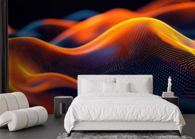 Abstract Orange and Blue Wavy Pattern with Dotted Texture Wall mural