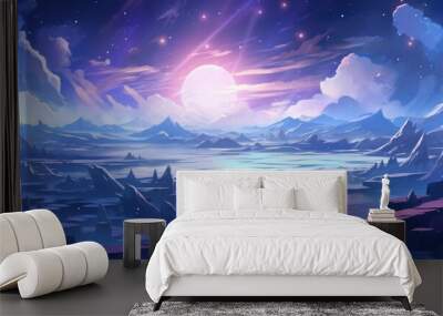 Luminescent crystals in celestial nexus radiate ethereal energy Wall mural