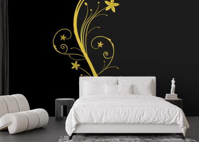 Golden Curve Spiral floral swirls design Wall mural