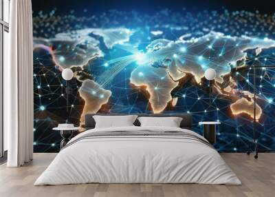 Digital World Map Wall mural