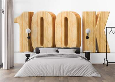 100k Followers Wooden Number 3D Render Wall mural