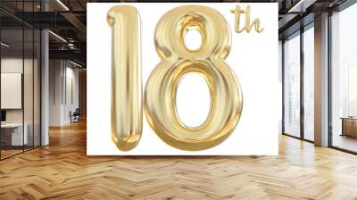 18th anniversary numbers gold celebrate number Wall mural