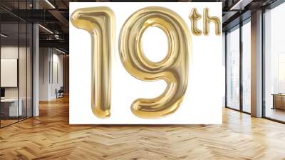 19th anniversary numbers gold celebrate with generative AI Wall mural