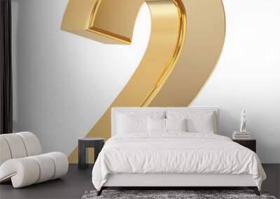 2 Number Gold 3d Render Wall mural