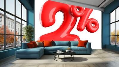 2 Percent Off Sale . Red Number Promotion Wall mural