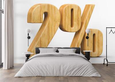 2 Percent Off Sale . Wooden Number Promotion Wall mural