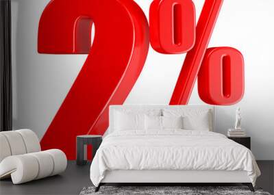 2 Percent Off Sale Red Number 3D Wall mural