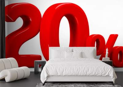 20 Percent Off Sale Red Number 3D Wall mural