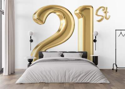 21st Anniversary Gold Number 3D Wall mural