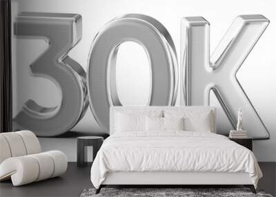 30k Followers Silver Number 3D Render Wall mural