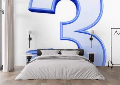 3d blue number 3 Wall mural