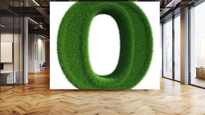 3d font grass green . letter O Wall mural