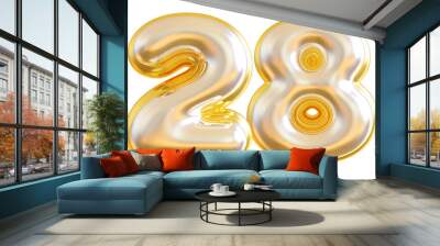 3d gold modern number 28 with generative AI Wall mural