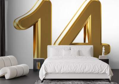 3d gold number 14 Wall mural